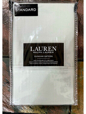 Lauren Ralph Lauren Dunham Sateen Moss Gray Cotton STANDARD Pillowcase Set 2pc